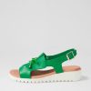 DJANGO & JULIETTE Malika Bright Emerald White Leather Sandals | Wedges