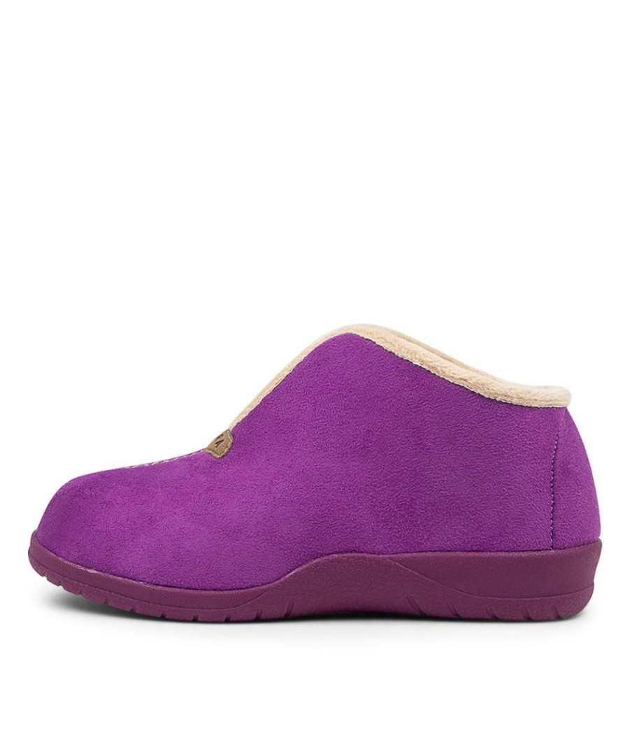 ZIERA Cuddles W Purple Microsuede Slippers | Comfort