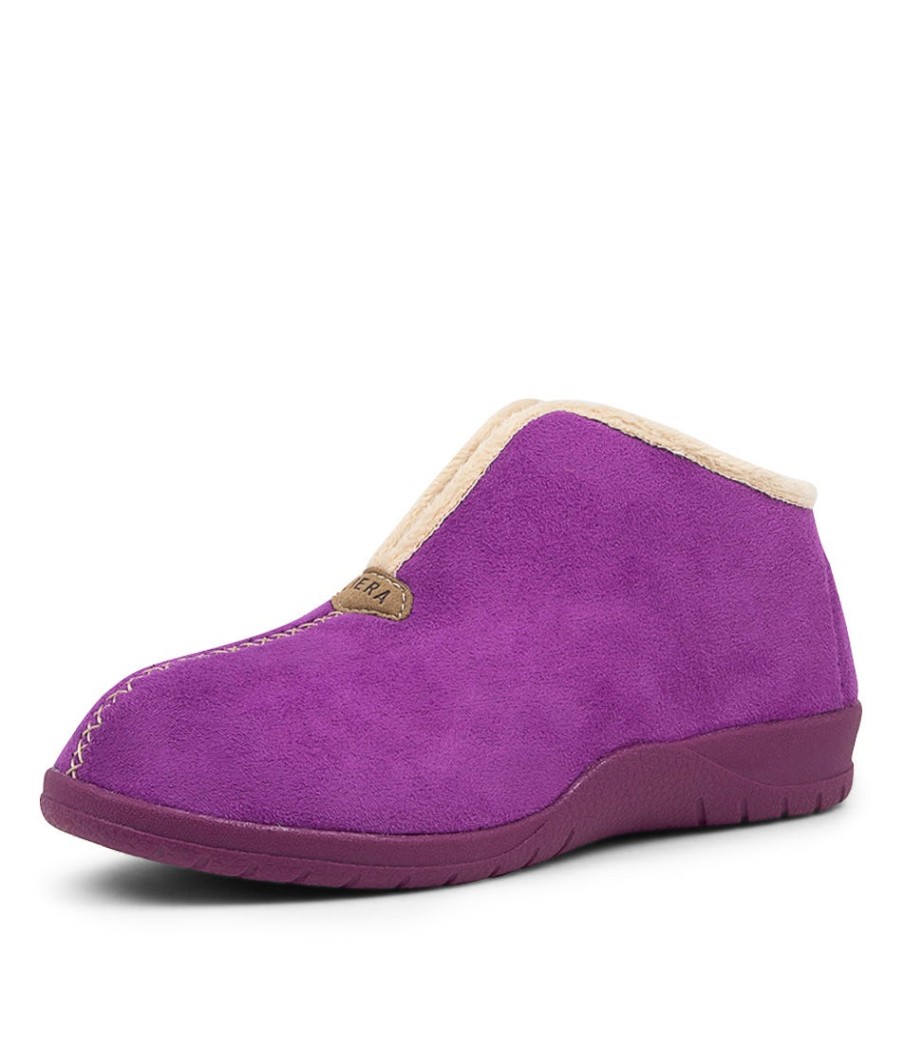 ZIERA Cuddles W Purple Microsuede Slippers | Comfort