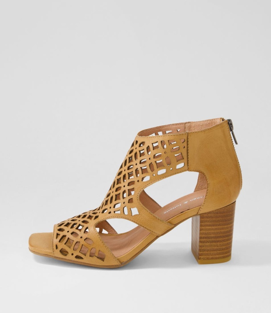 DJANGO & JULIETTE Panter Dark Tan Leather Sandals | Heels