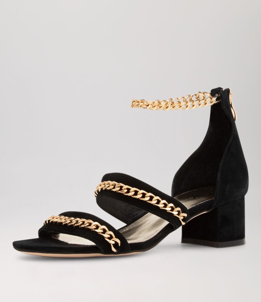 DJANGO & JULIETTE Adina Black Suede Sandals | Heels