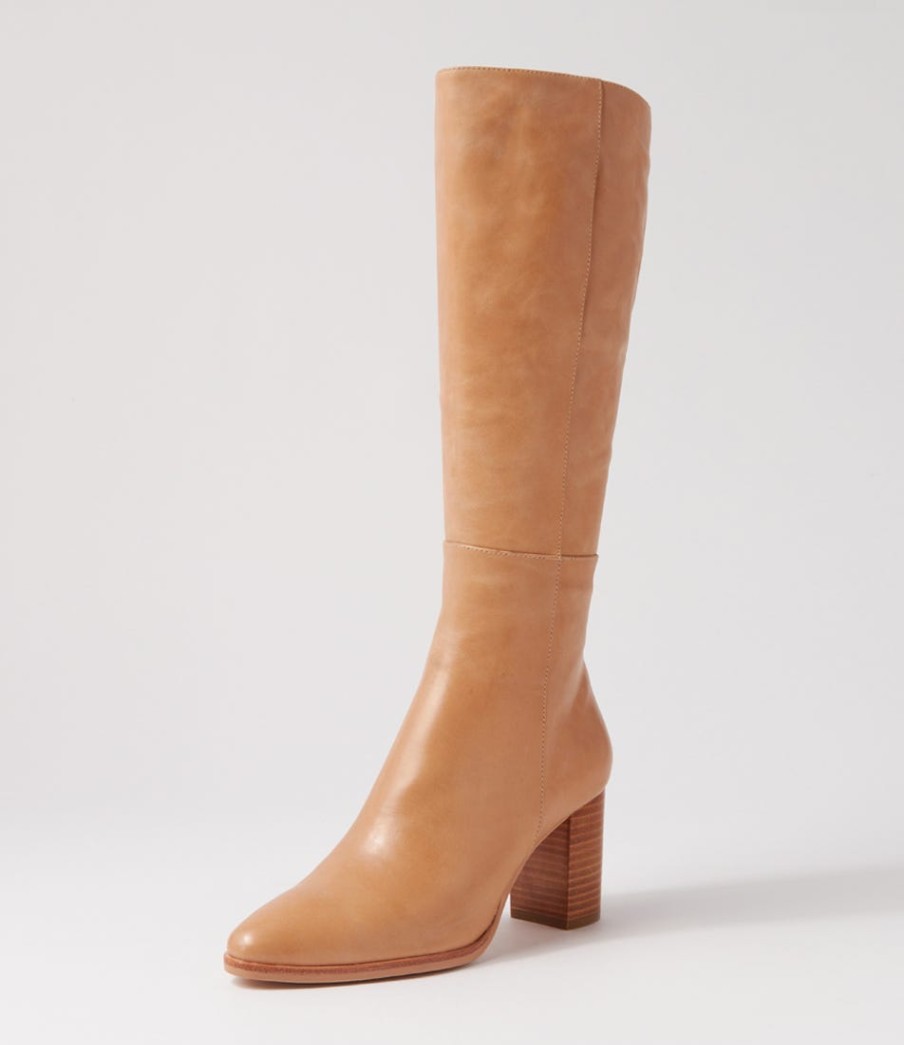 DJANGO & JULIETTE Allouta Cappuccino Leather Knee High Boots | Boots