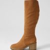 MOLLINI Balt Tan Natural Heel Suede Knee High Boots | Boots