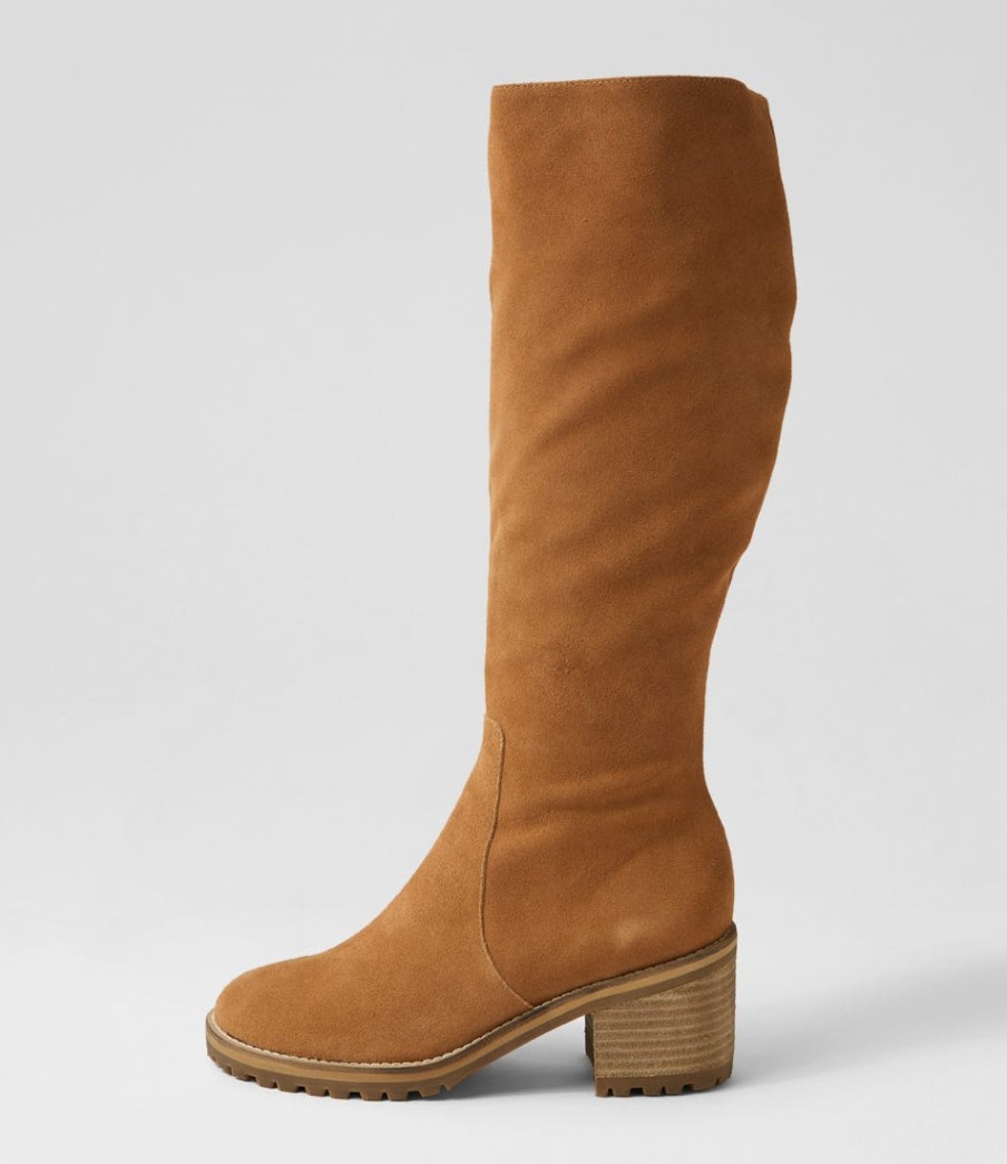 MOLLINI Balt Tan Natural Heel Suede Knee High Boots | Boots