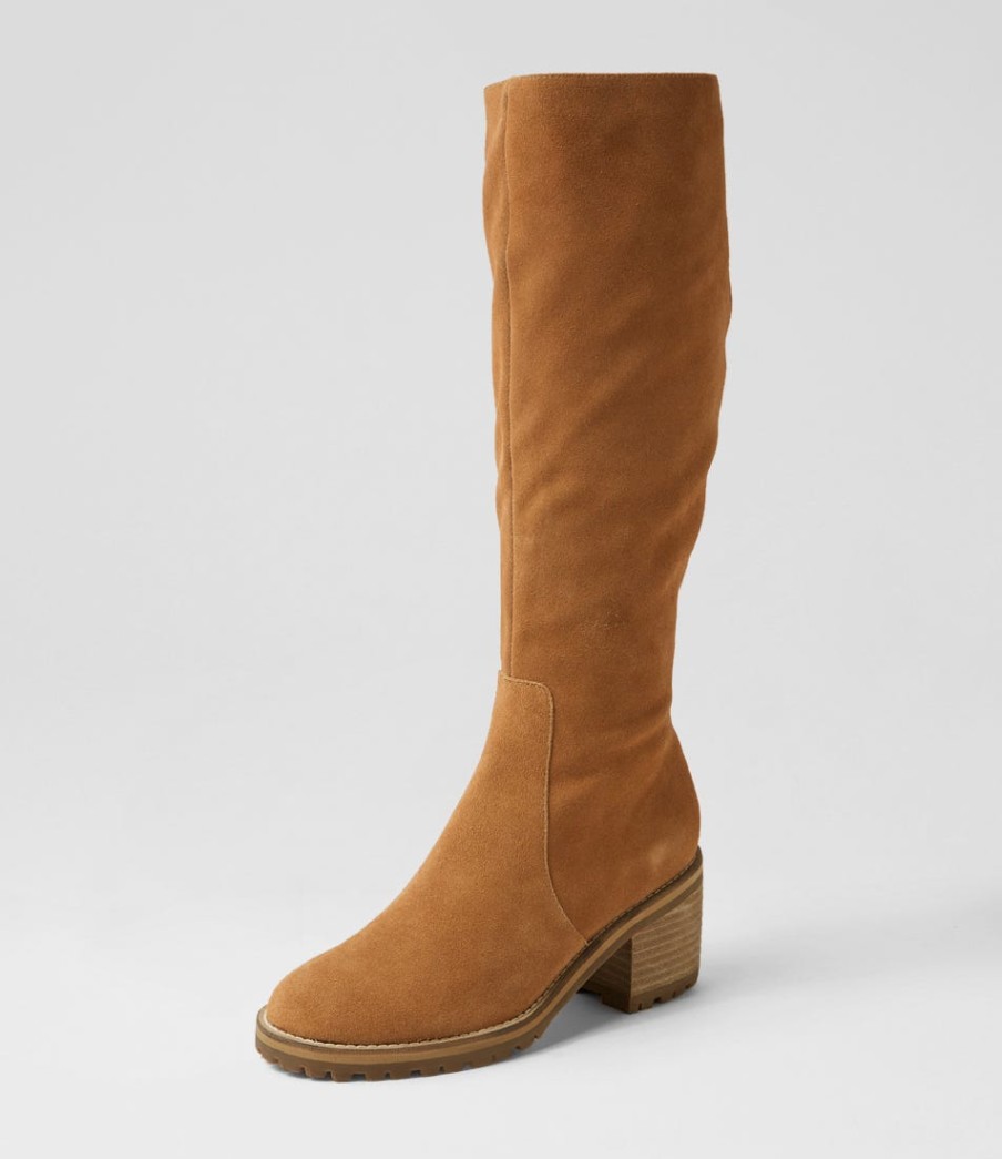 MOLLINI Balt Tan Natural Heel Suede Knee High Boots | Boots