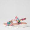 DJANGO & JULIETTE Melany White Flowermania Leather Slides | Flats