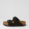 BIRKENSTOCK Arizona Sfb Su Narrow W Black Suede Slides | Comfort