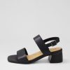 ZIERA Caitlan W Black Leather Sandals | Heels