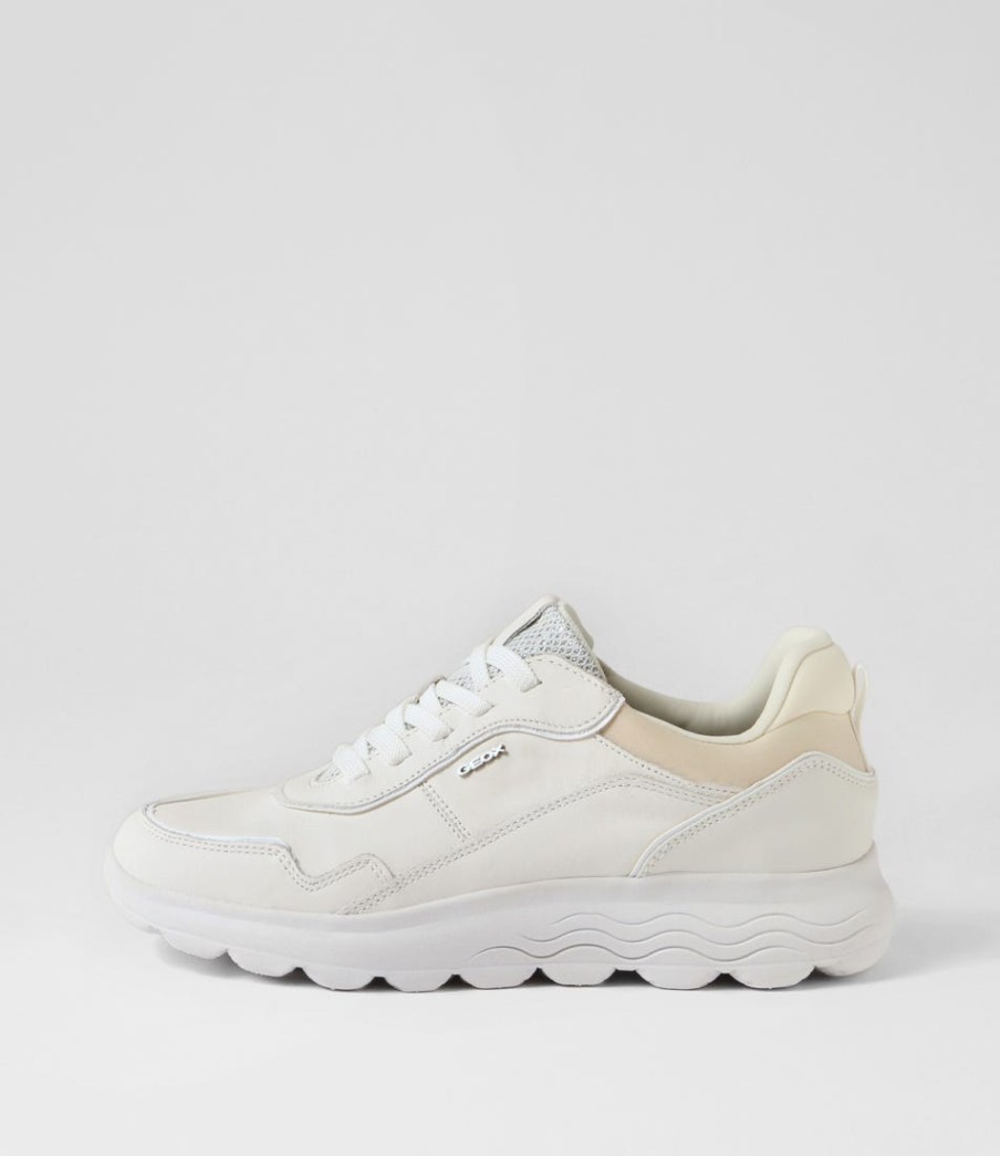 GEOX D Spherica D White Leather Sneakers | Comfort