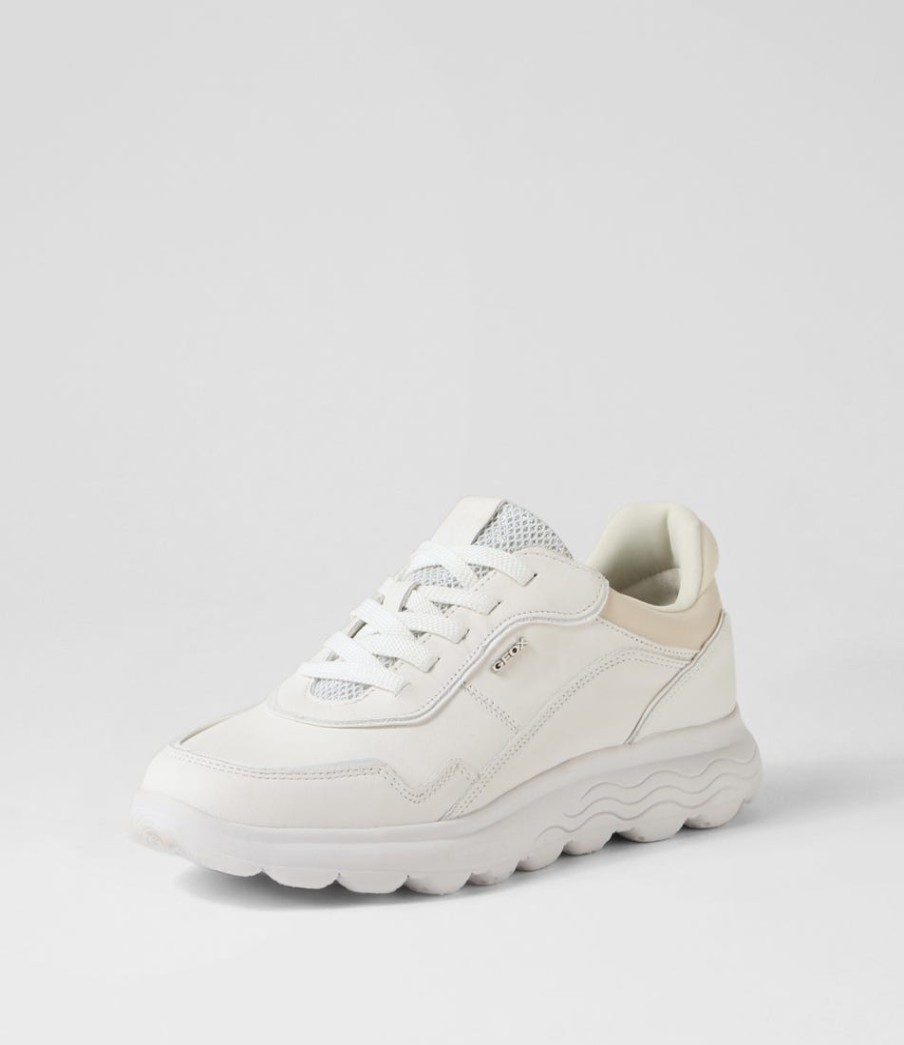 GEOX D Spherica D White Leather Sneakers | Comfort