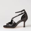 TOP END Lanyey Black Shimmer Leather Sandals | Heels