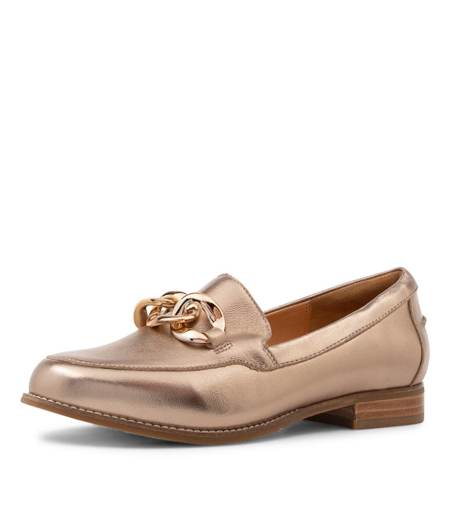 ZIERA Tamya Xf Champagne Leather Loafers | Loafers