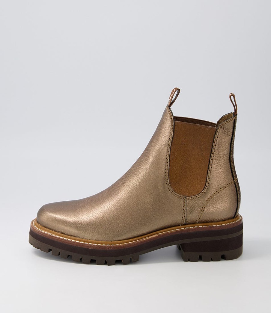 DJANGO & JULIETTE Femi Bronze Tumble Leather Chelsea Boots | Boots