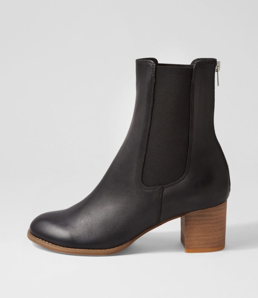 DJANGO & JULIETTE Sebasy Black Natural Heel Leather Chelsea Boots | Boots