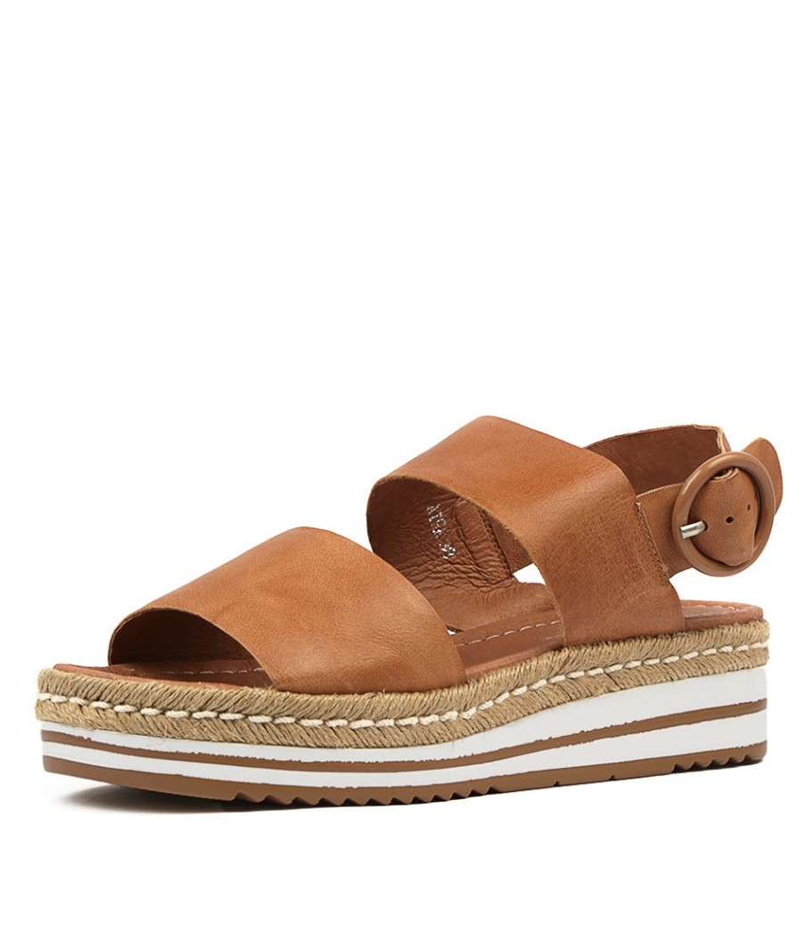 DJANGO & JULIETTE Atha Lrg Dk Tan Leather | Espadrilles