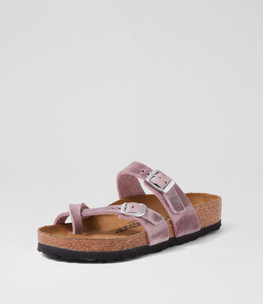 BIRKENSTOCK Mayari Lavender Oiled Leather Slides | Comfort