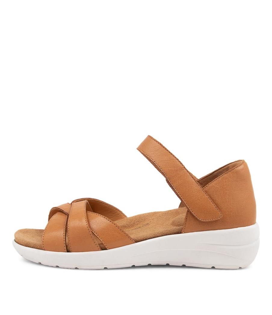 ZIERA Nacola Xw Tan Leather Sandals | Wedges