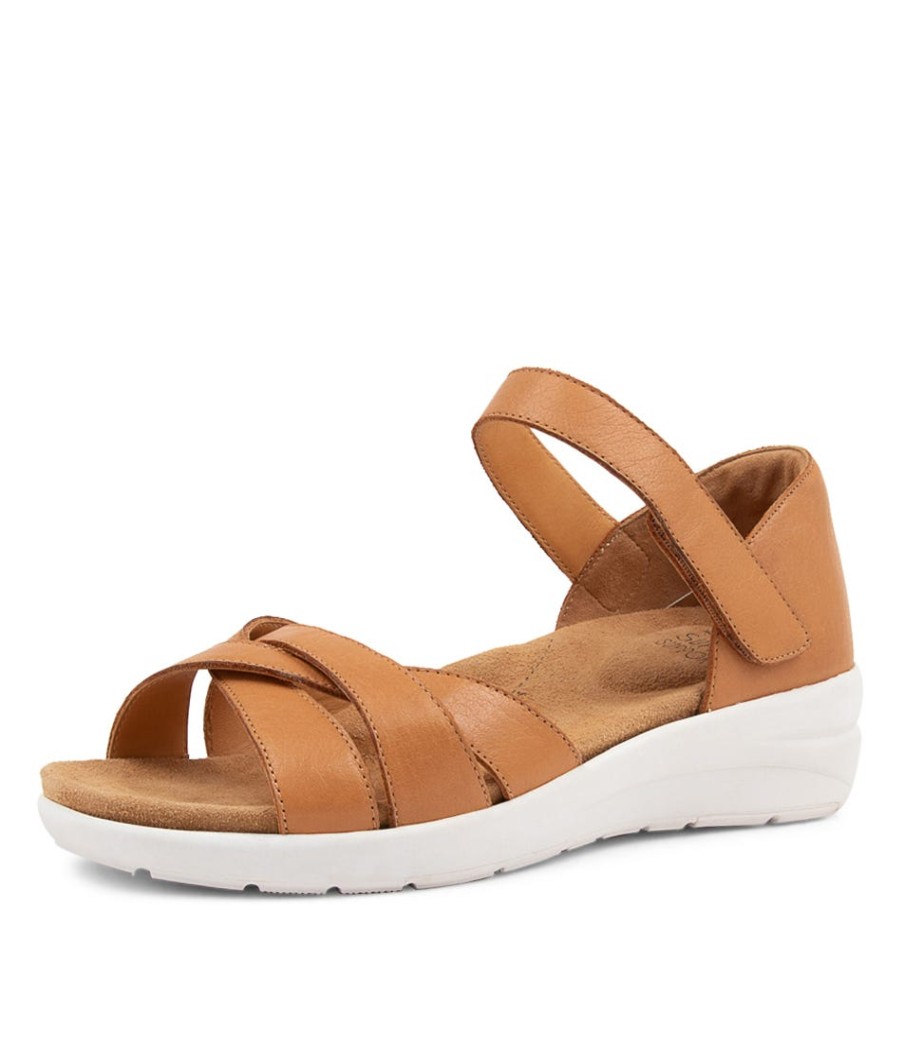 ZIERA Nacola Xw Tan Leather Sandals | Wedges