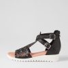 DJANGO & JULIETTE Minos Black White Leather Sandals | Sandals