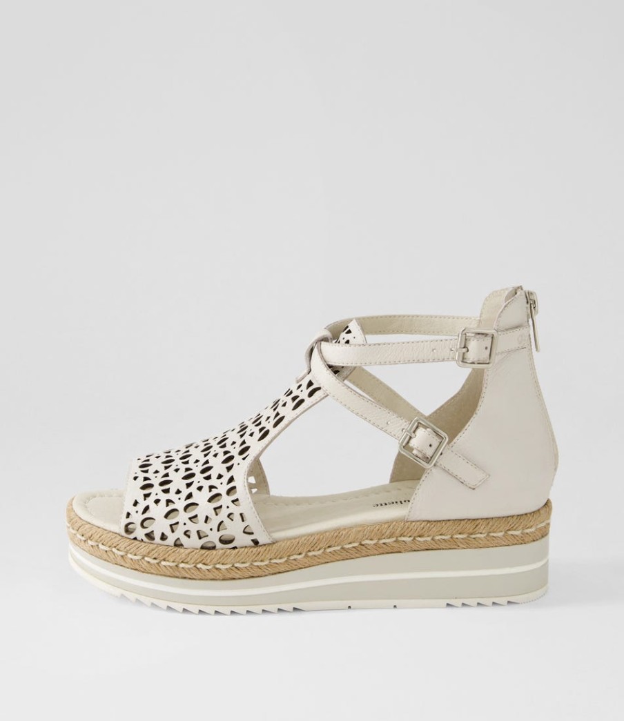 DJANGO & JULIETTE Accra Lrg Ivory Leather Espadrilles | Espadrilles