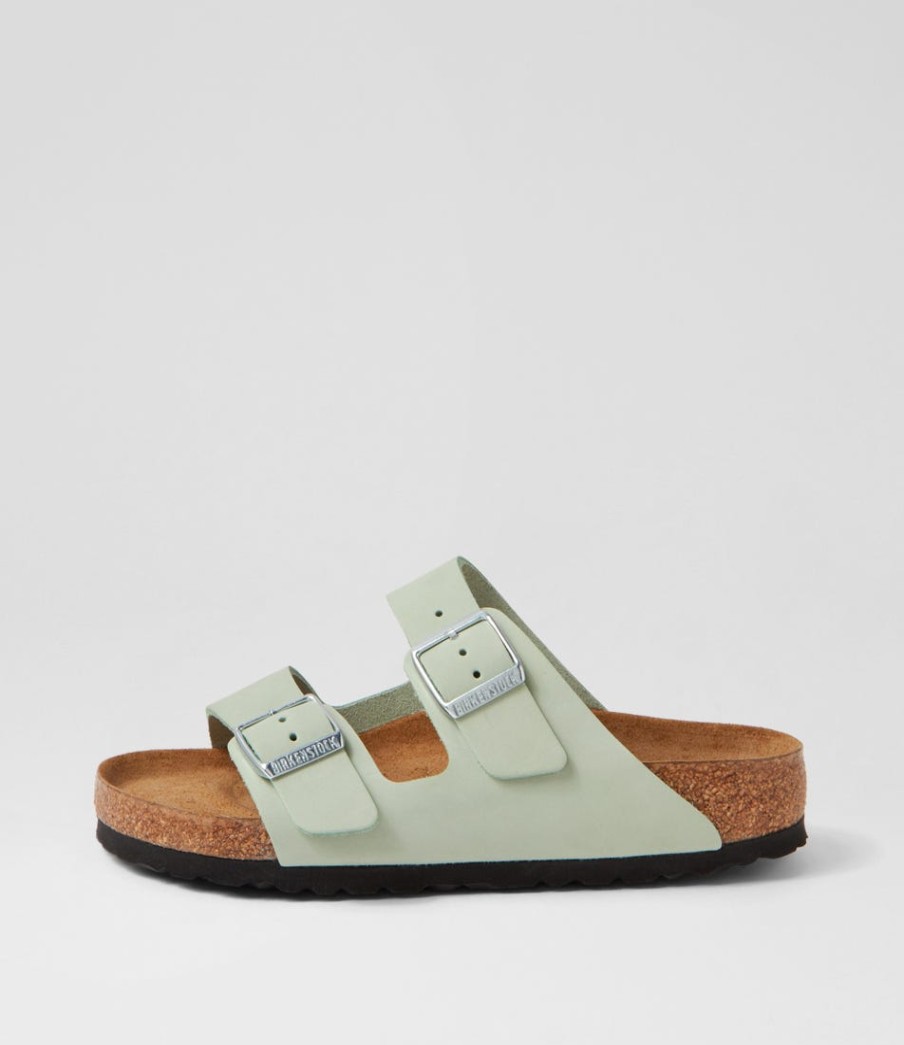 BIRKENSTOCK Arizona Sfb Matcha Nubuck Slides | Comfort