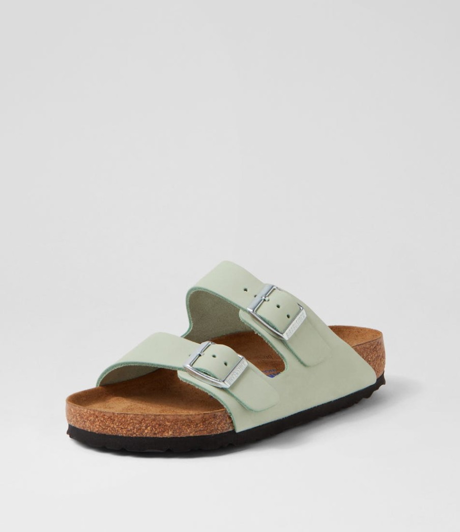 BIRKENSTOCK Arizona Sfb Matcha Nubuck Slides | Comfort