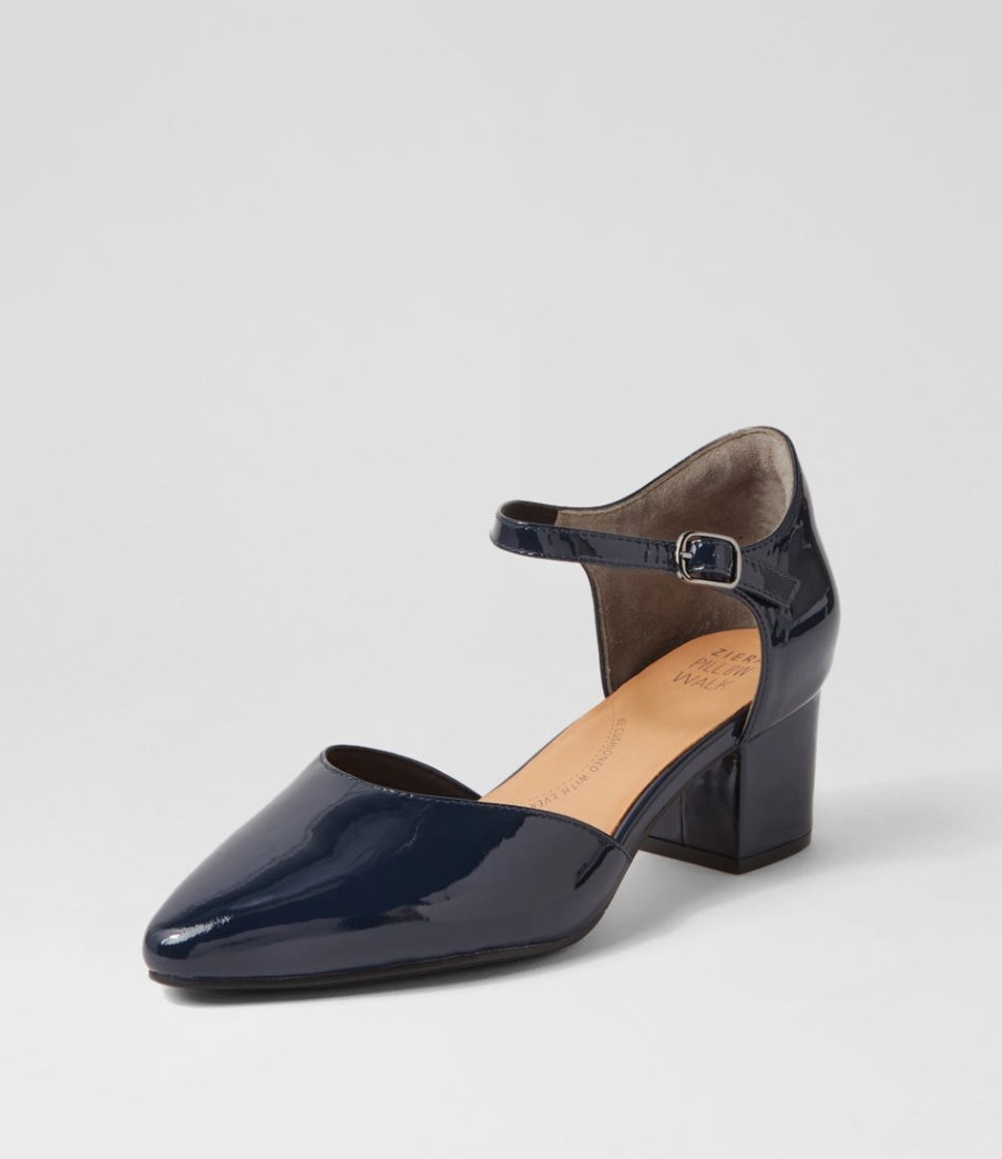 ZIERA Vitor Xw Navy Patent Leather Heels | Heels