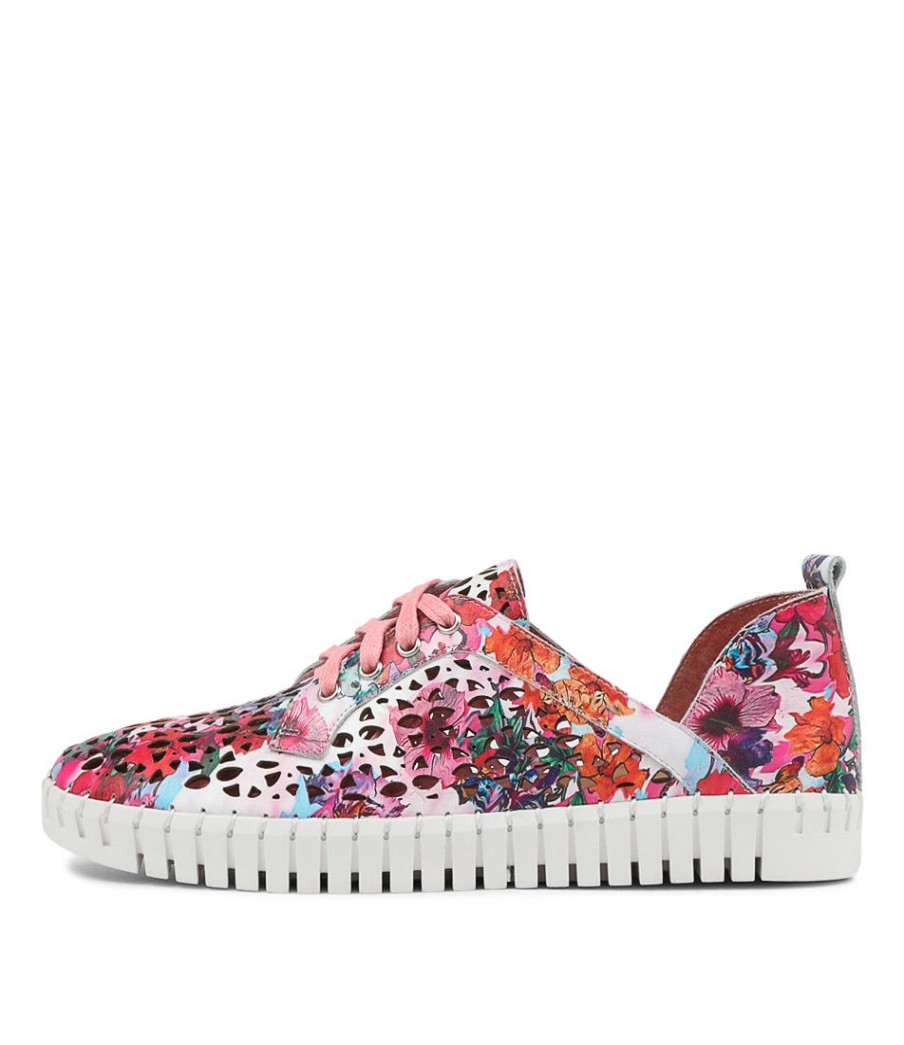 DJANGO & JULIETTE Haifa Poppy Print Leather Sneakers Ws | Sneakers