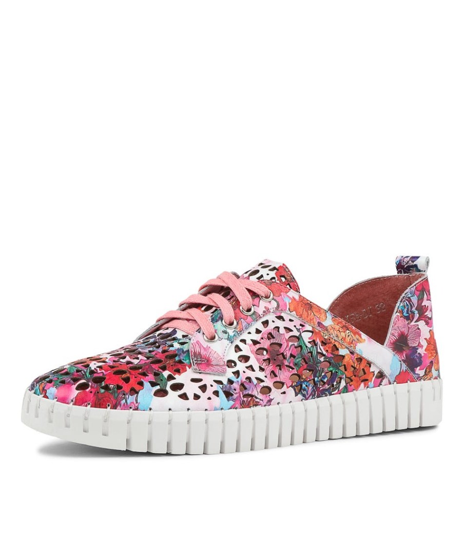 DJANGO & JULIETTE Haifa Poppy Print Leather Sneakers Ws | Sneakers