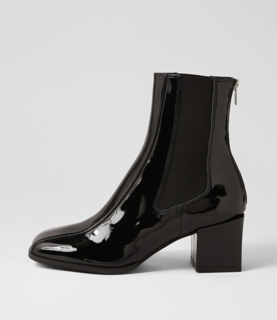 DJANGO & JULIETTE Werdy Black Patent Leather Chelsea Boots | Boots