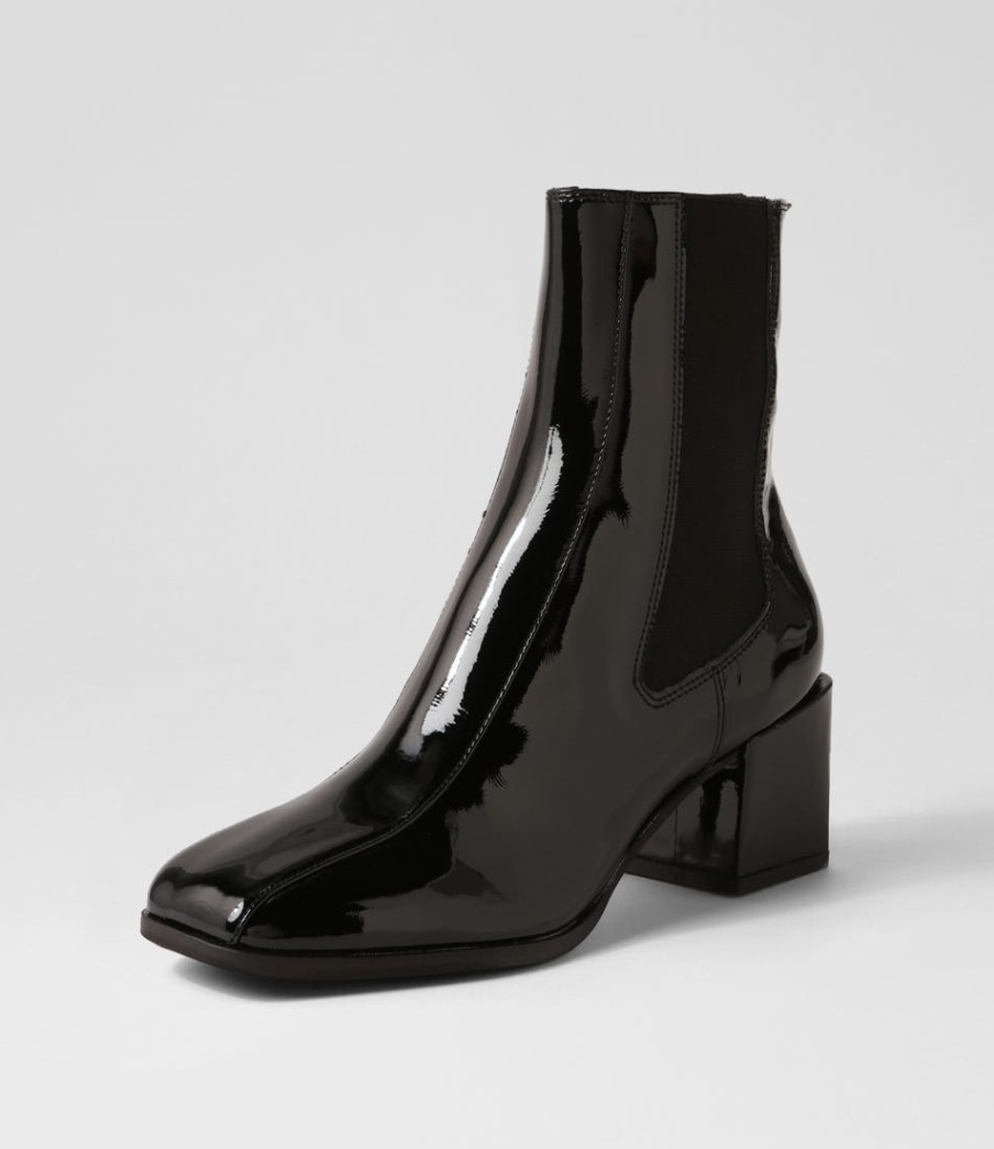 DJANGO & JULIETTE Werdy Black Patent Leather Chelsea Boots | Boots