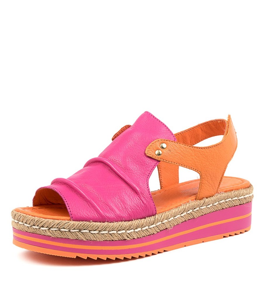 DJANGO & JULIETTE Alora Fuchsia-Orange Lthr | Espadrilles