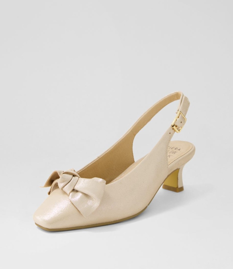 ZIERA Ondo Xw Nude Shimmer Leather Heels | Heels