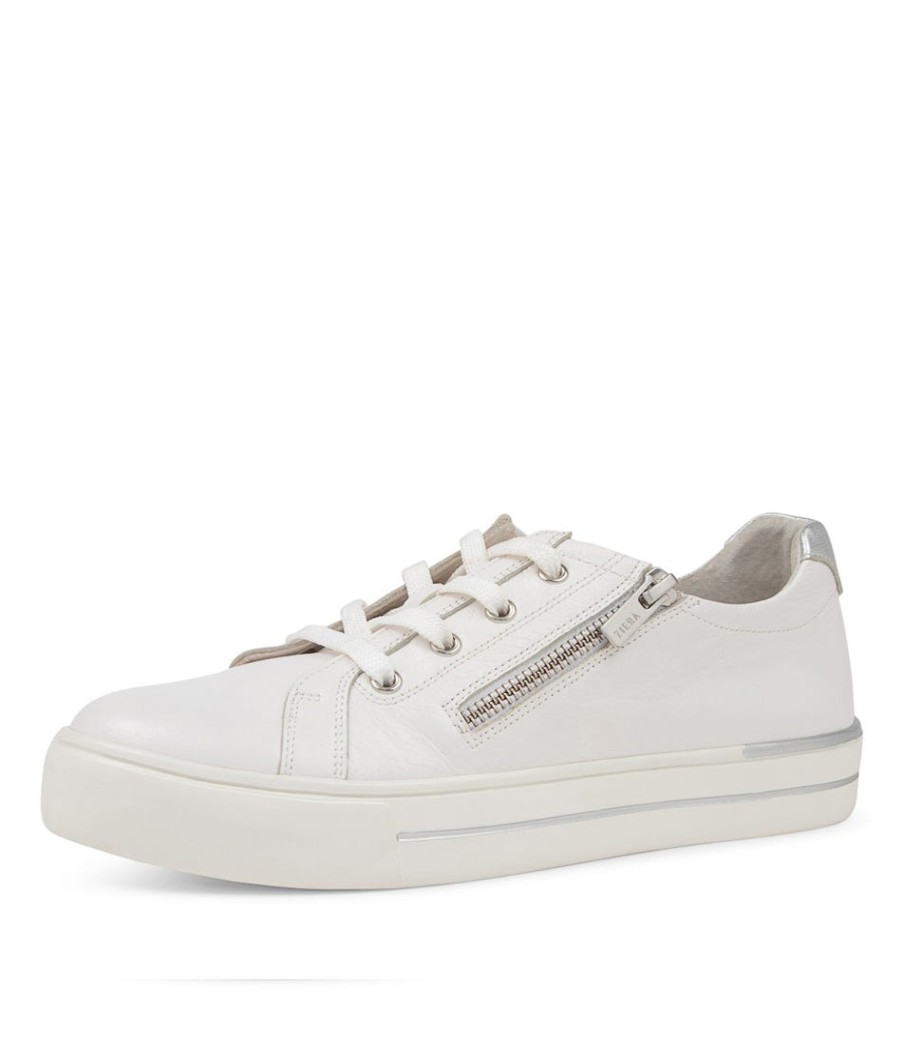 ZIERA Audry W White Silver Leather Sneakers | Sneakers