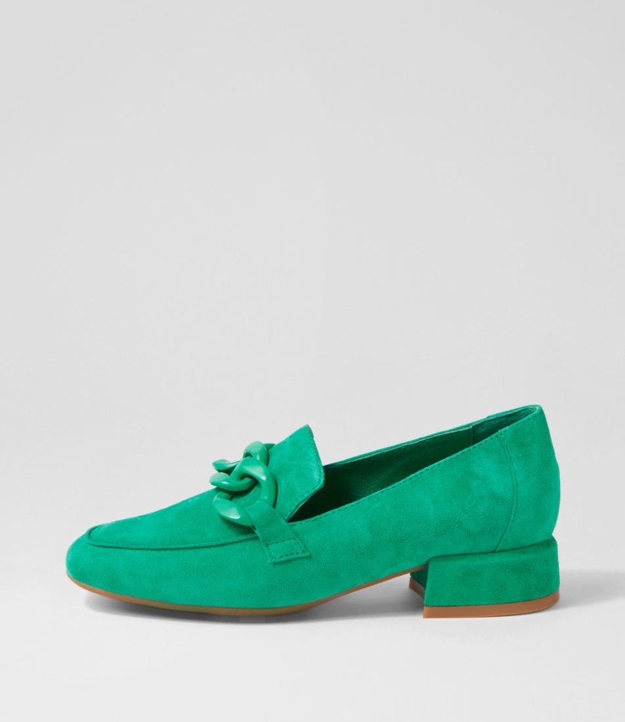 DJANGO & JULIETTE Vivek Light Emerald Suede Heels | Loafers