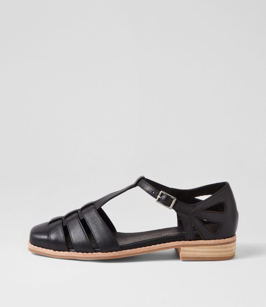 DJANGO & JULIETTE Acely Black Leather Flat Shoes | Flats