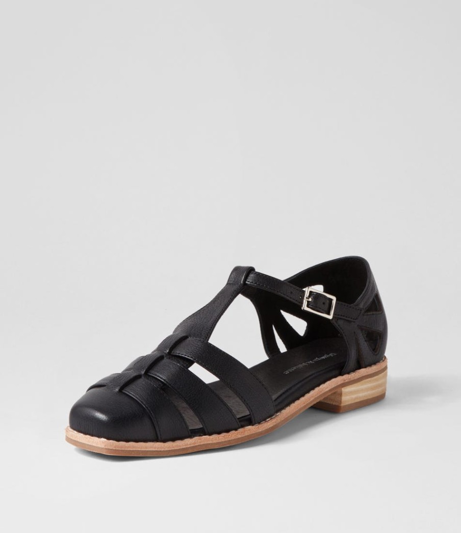 DJANGO & JULIETTE Acely Black Leather Flat Shoes | Flats