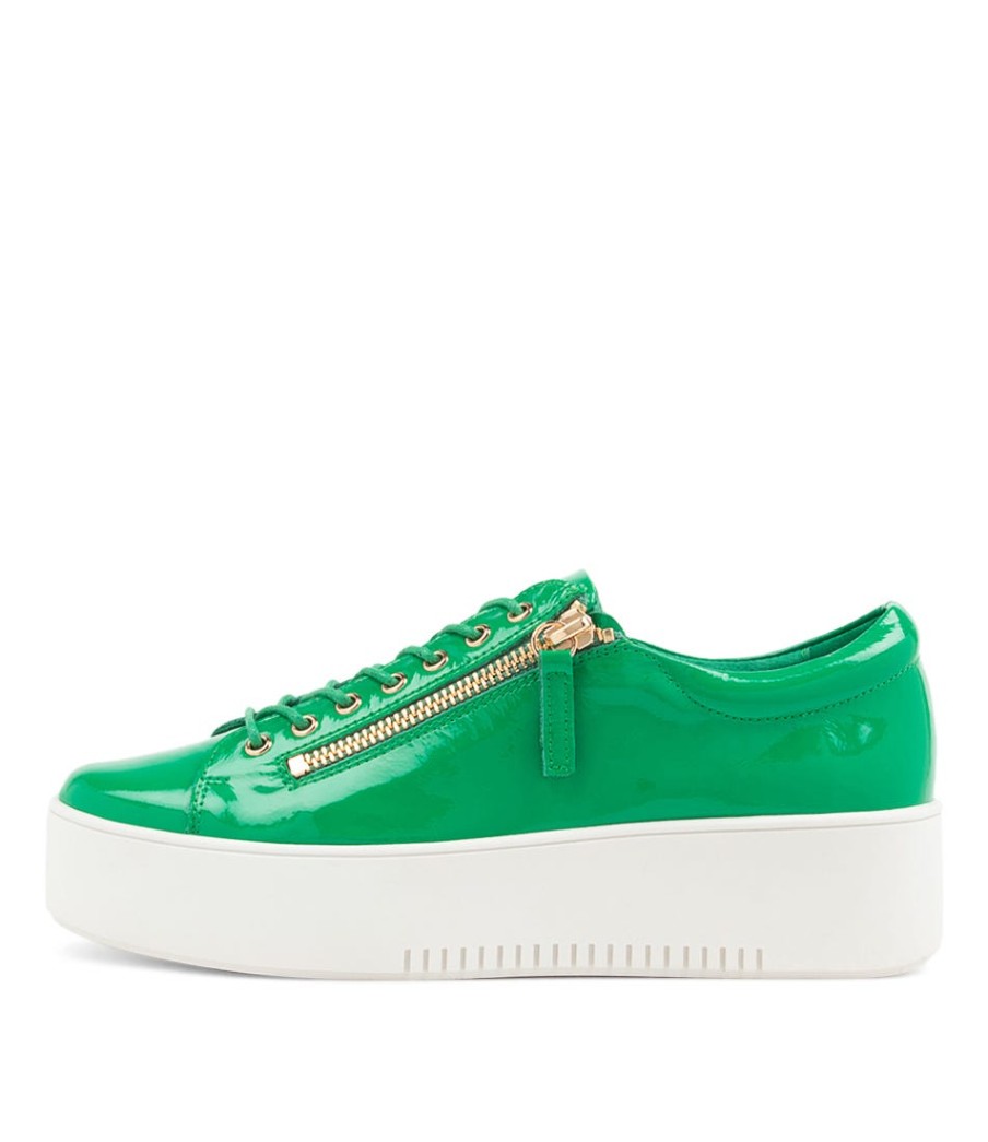 DJANGO & JULIETTE Wolfie Emerald Patent Leather Sneakers | Wedges