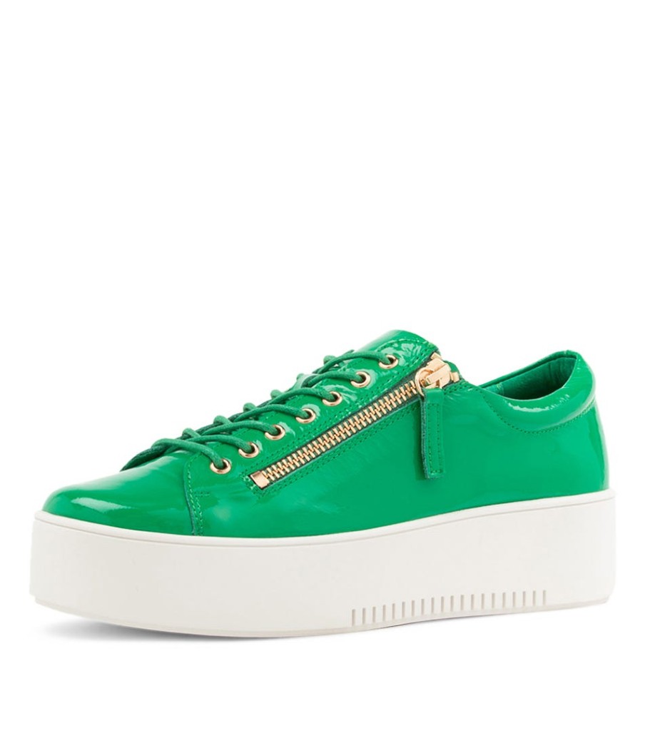 DJANGO & JULIETTE Wolfie Emerald Patent Leather Sneakers | Wedges