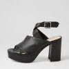 DJANGO & JULIETTE Ojulie Black Leather Sandals | Heels