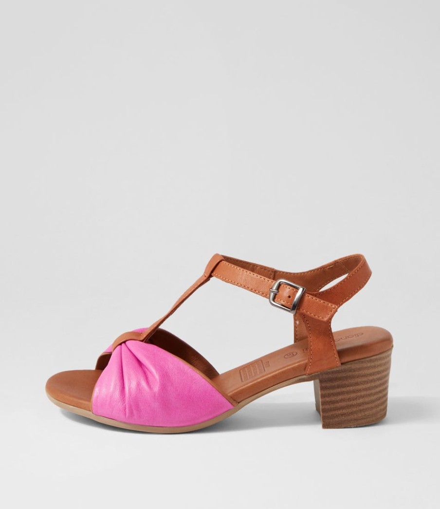 DIANA FERRARI Emin Fuchsia Tan Leather Sandals | Heels