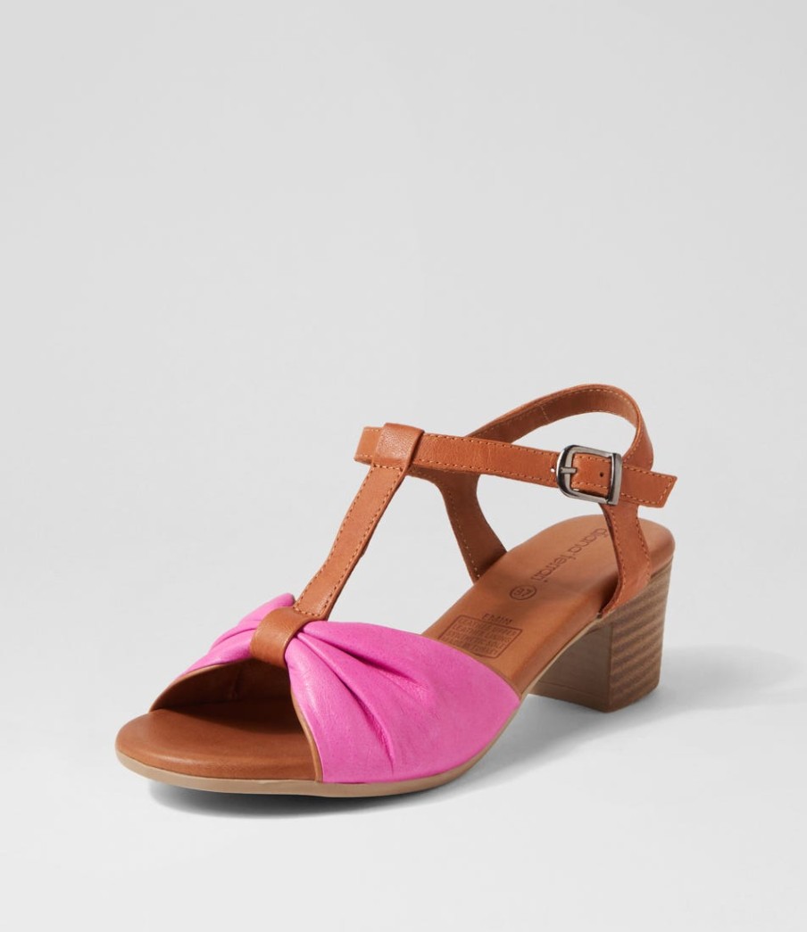 DIANA FERRARI Emin Fuchsia Tan Leather Sandals | Heels