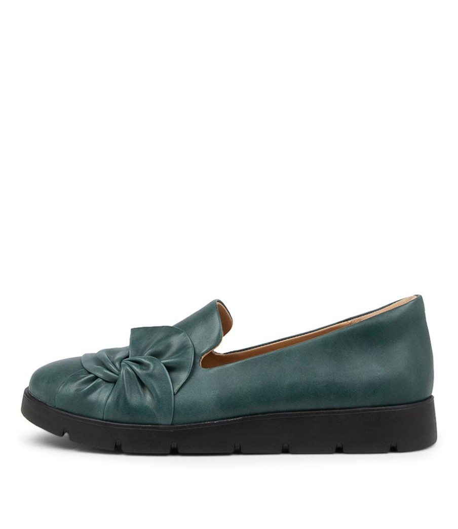 ZIERA Miless W Emerald Leather Loafers | Loafers