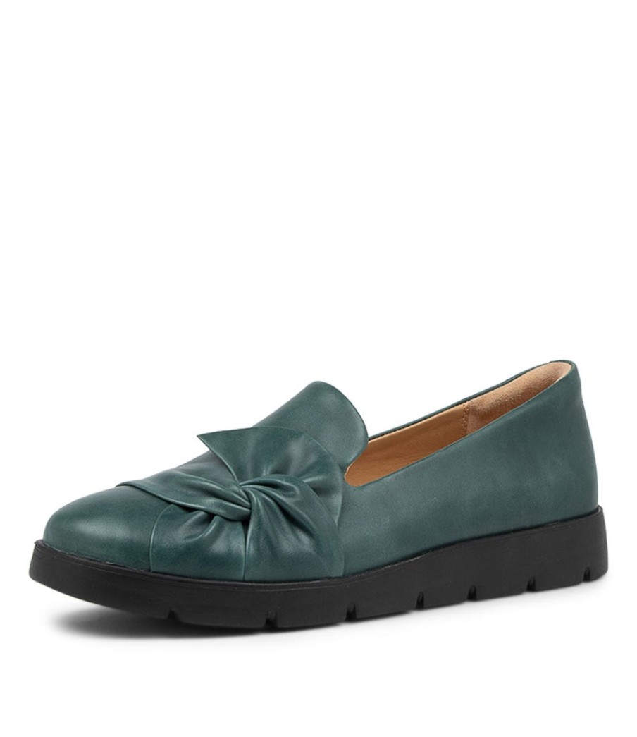 ZIERA Miless W Emerald Leather Loafers | Loafers