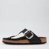 BIRKENSTOCK Gizeh Big Buckle Black Leather Thongs | Comfort