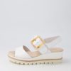 DJANGO & JULIETTE Wacie White Leather Sandals | Wedges