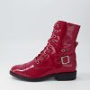 DJANGO & JULIETTE Mekhi Dark Red Patent Leather Lace Up Boots | Boots