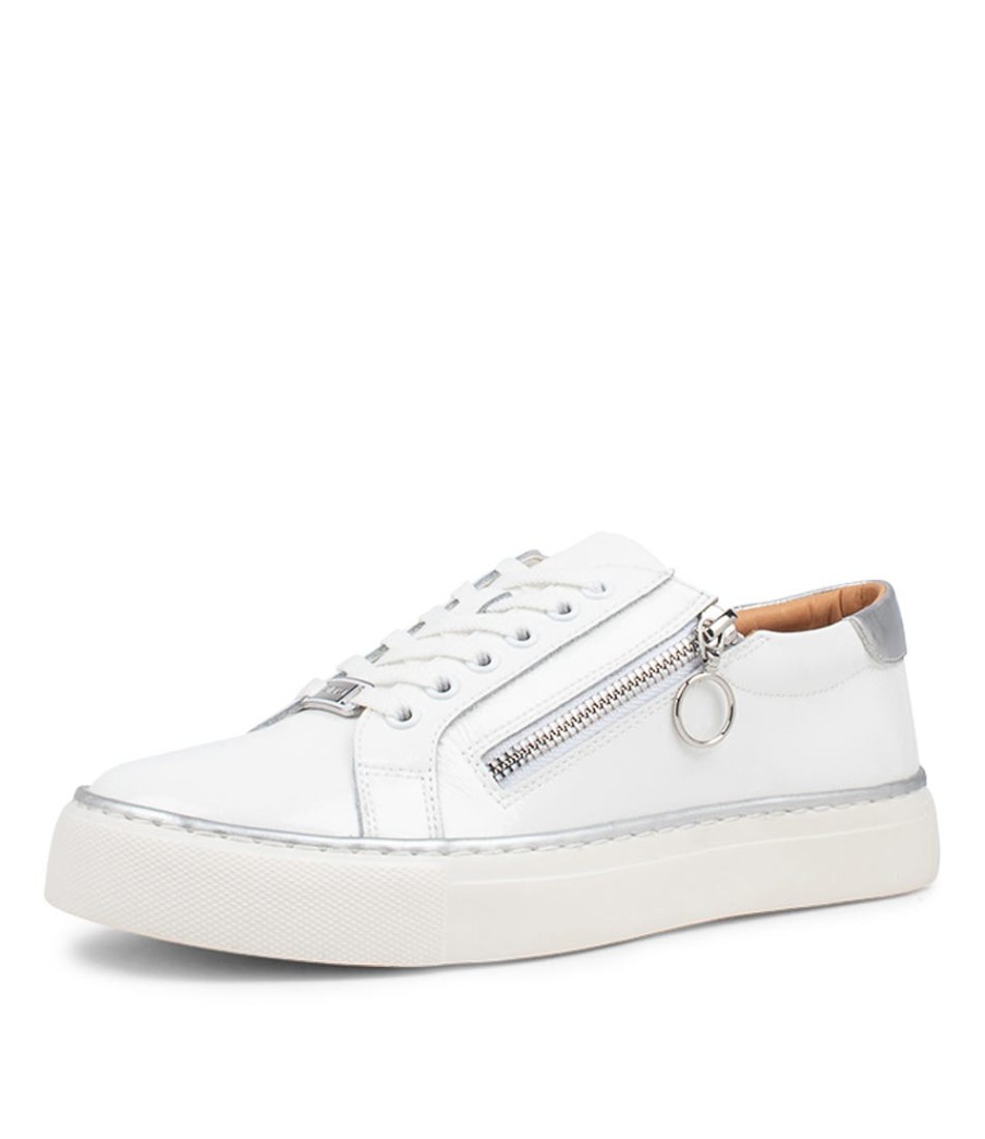 ZIERA Pamela Xf Whitesilver Patent Leather Sneakers | Comfort