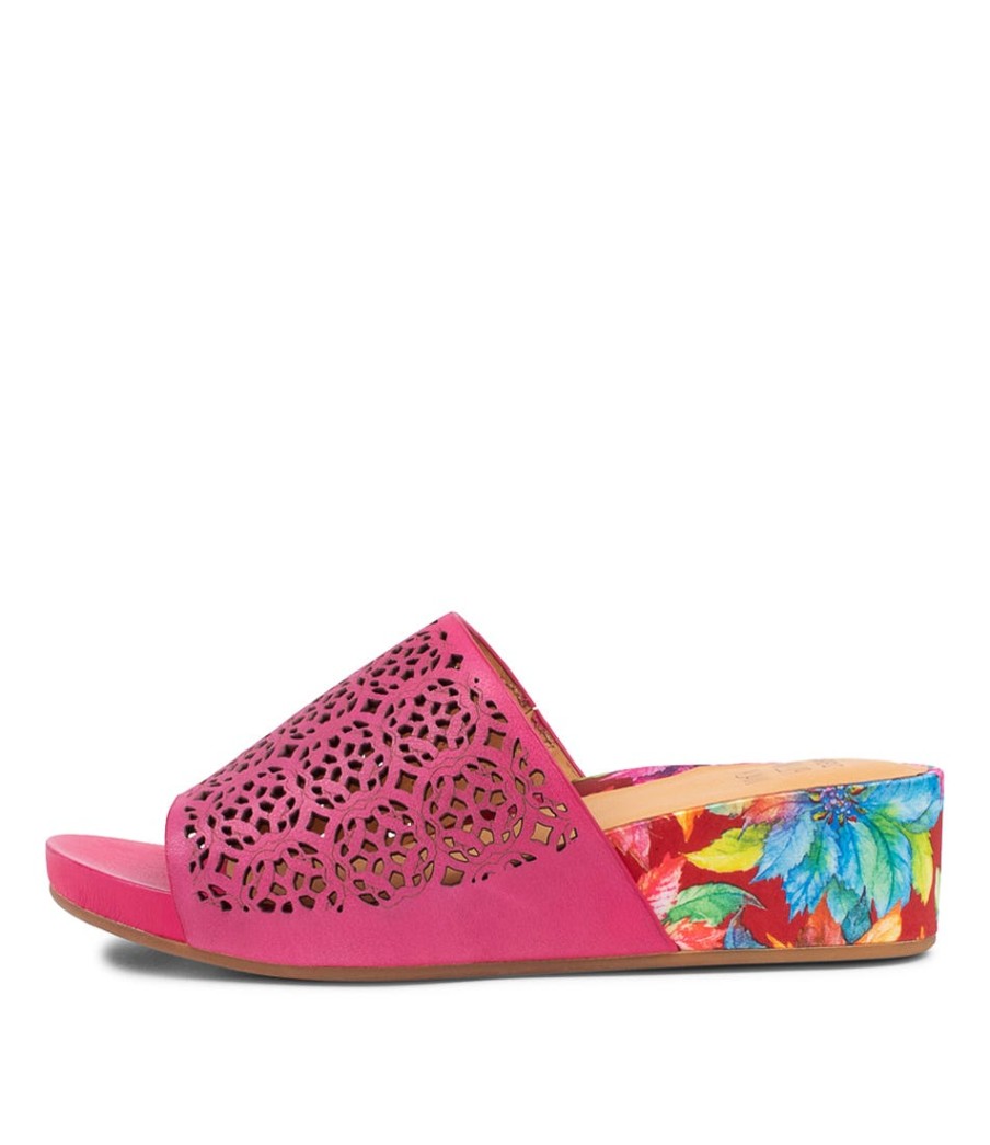 ZIERA Mehmet W Fuchsia Leather Sandals | Wedges