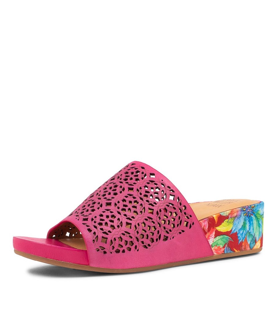 ZIERA Mehmet W Fuchsia Leather Sandals | Wedges